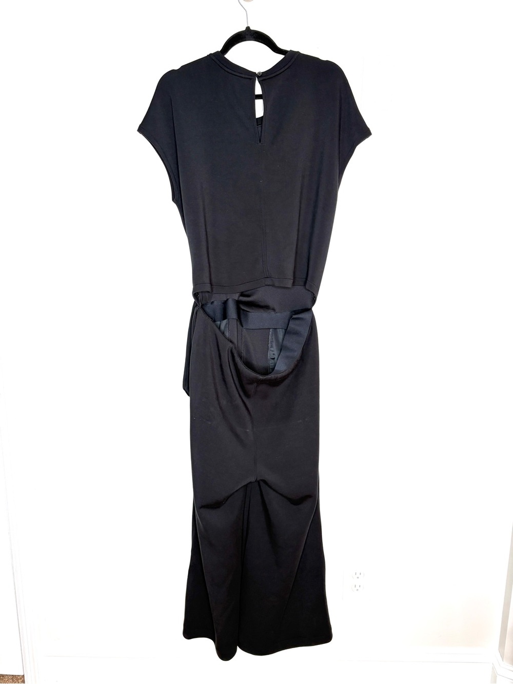 Spanx AirEssentials Tie Waist Jumpsuit Wide Leg Crop Soft Modal In Black Size L - Picture 8 of 10